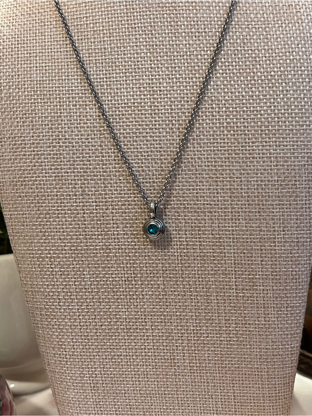 Petite Silver Blue Crystal Pendant Necklace